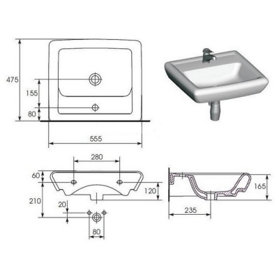 Умывальник Cersanit Iryda 55 фотография