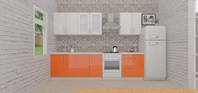 Кухня ВерсоМебель ВерсоЛайн 7-2.3 (белый 001/яркий оранжевый 008) фотография
