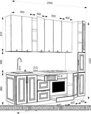 Кухня ЗОВ Анже-ПА прямая 2.3 м (дэйзи супрамат/белый супермат) фотография
