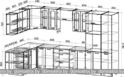 Кухня Интерлиния Мила Gloss 1.88x3.4 левая (ваниль-асфальт) фотография