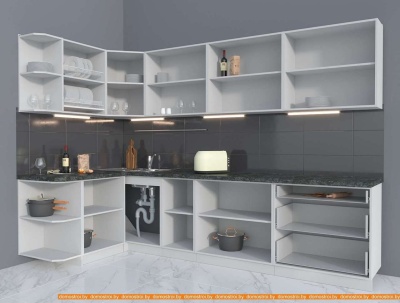 Кухня Интерлиния Мила Матте 1.5x3.0 А левая (океан/океан/травертин серый) фотография