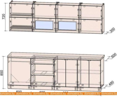 Кухня Интерлиния Мила Матте 2.4 А (белый/луна/опал светлый) фотография