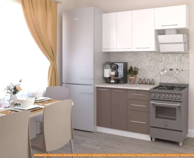 Кухня Кастанье Марта 1.5 (белый глянец/трюфель коричневый) фотография