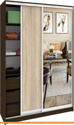 Шкаф-купе Кортекс-мебель Сенатор ШК10-45 Классика ДСП с зеркалом (венге/дуб сонома) фотография