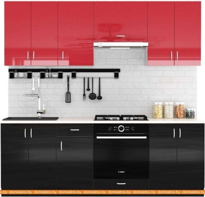 Кухня Сивирин-Компани Клео глосс 2.2 (черный глянец\красный глянец) фотография