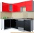 Кухня Интерлиния Мила Gloss 50-12x24 (красный/черный глянец) фотография