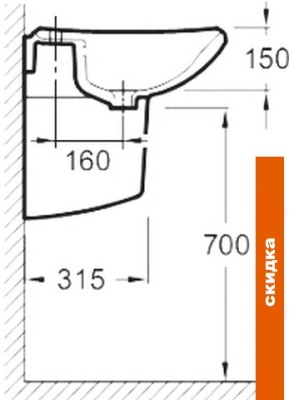 Умывальник Jacob Delafon Escale E1211 65x52 фотография