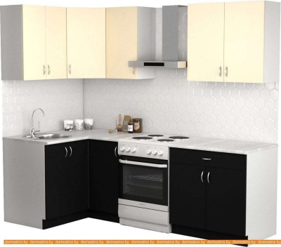 Кухня S-Company Клео лайт 1.2x1.8 левая (черный/песочный) фотография