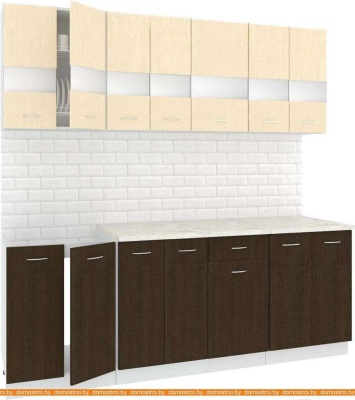 Кухня Кортекс-мебель Корнелия Экстра 2.1м (венге светлый/венге/марсель) фотография