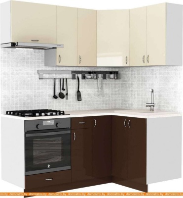 Кухня S-Company Клео глосc 1.2x1.8 правая (коричневый глянец/ваниль глянец) фотография