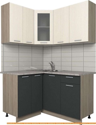 Кухня Интерлиния Мила 12x14 (антрацит/вудлайн кремовый) фотография