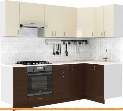 Кухня S-Company Клео глоcс 1.2x2.4 правая (коричневый глянец/ваниль глянец) фотография