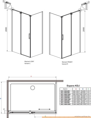 Душевой уголок Radaway Espera KDJ 120x100 R фотография