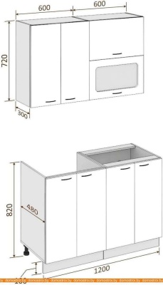 Кухня Кортекс-мебель Корнелия Мара 1.2м без столешницы (белый/черный) фотография