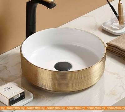 Умывальник CeramaLux C1055 (белый/золотистый) фотография