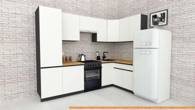 Кухня ВерсоМебель Эко-7 1.4x2.6 правая (белый фасадный/ст.золотистый дуб) фотография
