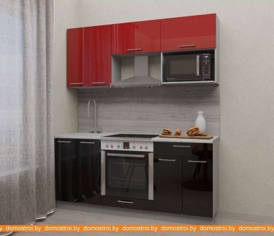 Кухня Интерлиния Мила Gloss 1.8 (красный-черный) фотография