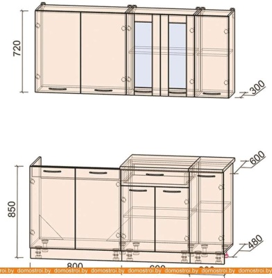 Кухня Интерлиния Мила 17 (бетон-антрацит-травертин) фотография