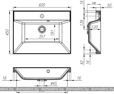 Умывальник BelBagno BB600 450-LV-MR-AST фотография