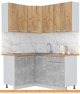 Кухня Интерлиния Мила Лайт 1.2x1.6 (дуб золотой-бетон-дуб бунратти) фотография