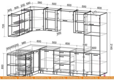 Кухня Интерлиния Мила 1.88x2.8 левая (вудлайн кремовый-антрацит-малага) фотография