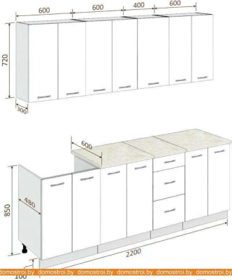 Кухня Кортекс-мебель Корнелия Лира 2.2м (крем/оникс/марсель) фотография