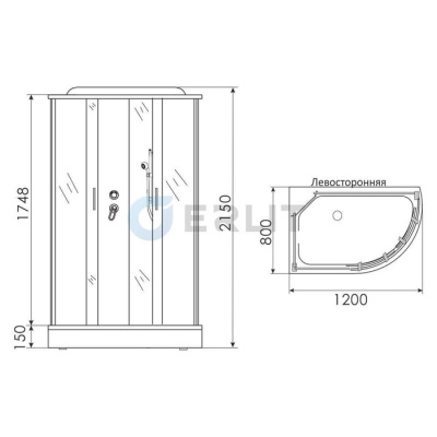 Душевая кабина Erlit ER3512PL-C4 120x80 поддон 15 фотография