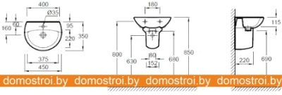 Умывальник Jacob Delafon Odeon 45x35 E4152-00 фотография