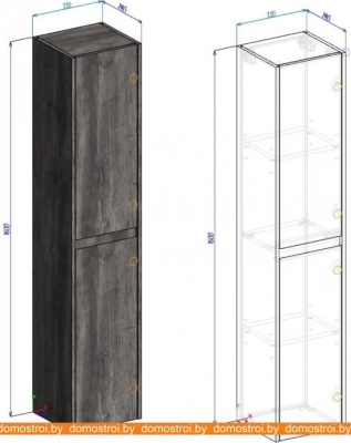 Шкаф-пенал BelBagno Kraft-1600-2A-SC-RT-R (rovere tabacco) фотография