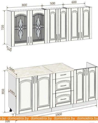 Кухня Кортекс-мебель Корнелия Ретро 1.9м (ольха/марсель) фотография