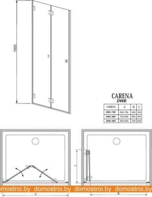 Душевая дверь Radaway Carena DWB 80R (прозрачное стекло) фотография