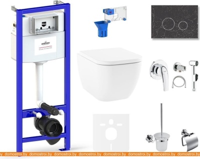 Унитаз Lavinia Boho Relfix One Rimless 10 в 1 75110600 (greek black иск. камень) фотография