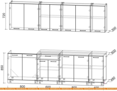 Кухня Интерлиния Мила Лайт 2.6 (бетон-антрацит-травертин) фотография