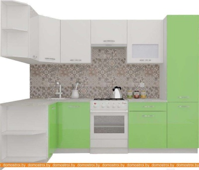 Кухня ВерсоМебель ЭкоЛайт-6 1.3x2.8 левая (белый/яблоко) фотография