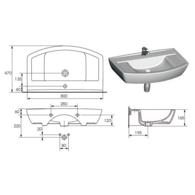 Умывальник Cersanit Olimpia 80 фотография