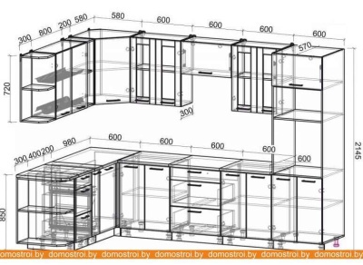 Кухня Интерлиния Мила 1.88x3.0 левая (дуб золотой-антрацит-дуб бунратти) фотография