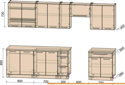 Кухня Интерлиния Мила Пластик 3.1 А (черный глянец/белый глянец/опал светлый) фотография