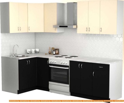 Кухня S-Company Клео лайт 1.2x2.0 левая (черный/песочный) фотография