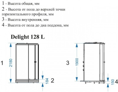 Душевая кабина Domani-Spa Delight 128 L 120x80 (прозрачное стекло / голубые стенки) с крышей с гидромассажем фотография