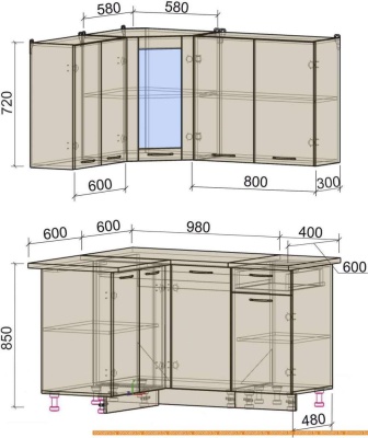 Кухня Интерлиния Мила 12x14 (антрацит/вудлайн кремовый) фотография
