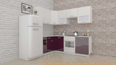 Кухня ВерсоМебель ЭкоЛайт-6 1.4x2.3 правая (белый/сливовый) фотография