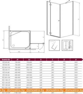 Душевой уголок Radaway Torrenta KDJ 100Rx90 (32246-01-05R) фотография