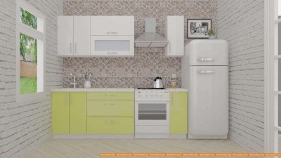 Кухня ВерсоМебель ВерсоЛайн 8-1.7 (белый 001/лайм 003) фотография