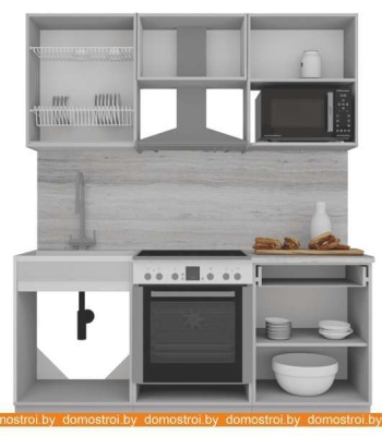 Кухня Интерлиния Мила Gloss 1.8 (белый-асфальт) фотография