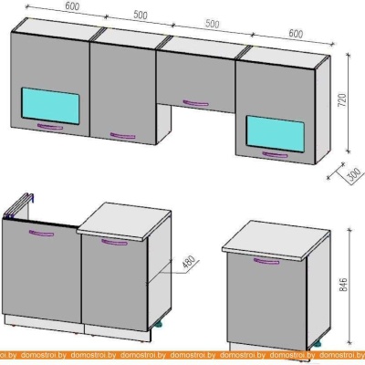 Кухня ВерсоМебель ЭкоЛайт-5 2.2 (белый/розовый) фотография