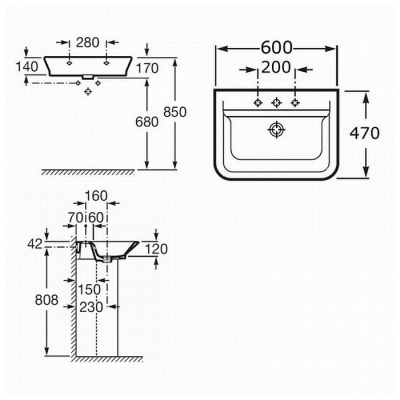 Умывальник Roca The Gap 60*47 А327474000 фотография