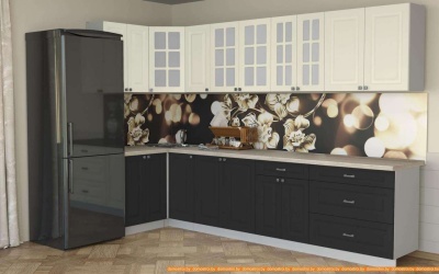 Кухня Интерлиния Мила Деко 1.2x3.2 (пепел/слоновая кость/травертин серый) фотография