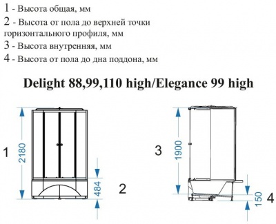 Душевая кабина Domani-Spa Delight 110 high 100x100 (прозрачное стекло / белые стенки) фотография