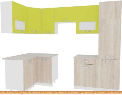 Кухня ВерсоМебель Эко-5 1.2x2.6 левая (ясень шимо светлый/зеленый лайм) фотография