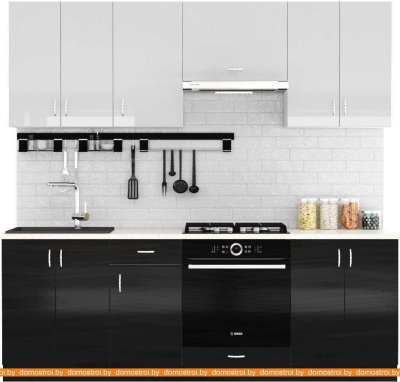 Кухня Сивирин-Компани Клео глосс 2.2 (черный глянец\белый глянец) фотография